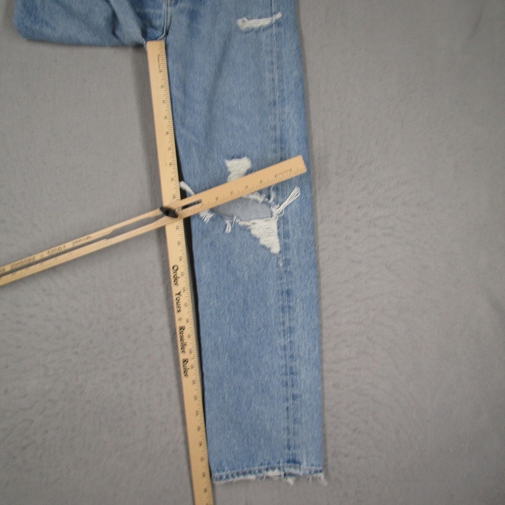 AGOLDE Womens 90s Mid Straight Distressed Button Fly Jeans Light Wash Size 24 - Picture 9 of 13